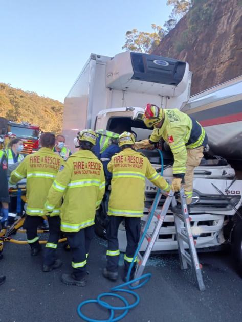 An image relating to the news item FRNSW rescues driver trapped in truck after M1 crash