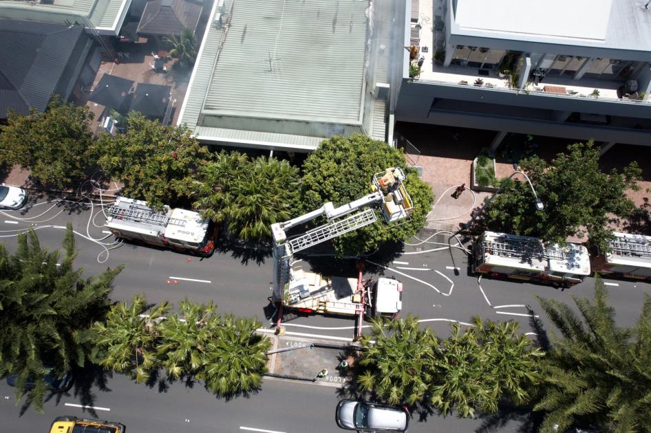 An image relating to the news item Fire and Rescue NSW responds to blaze and major gas leak in row of shops - VIDEO