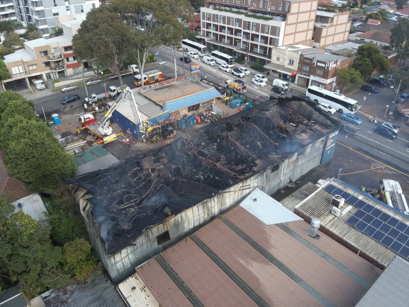 An image relating to the news item Asbestos risk being managed after fire engulfs whitegoods factory - VIDEO