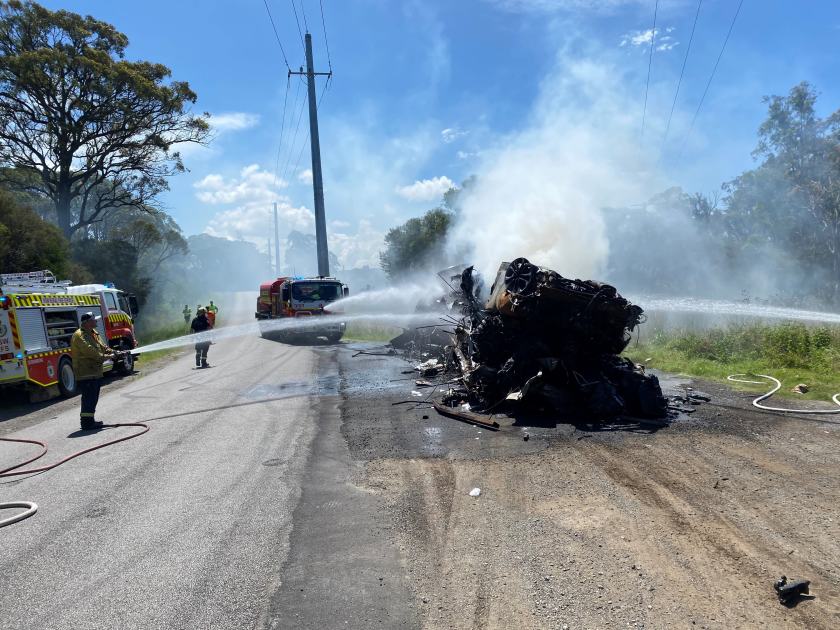 An image relating to the news item Fire crews extinguish motorway trailer fire - VIDEO