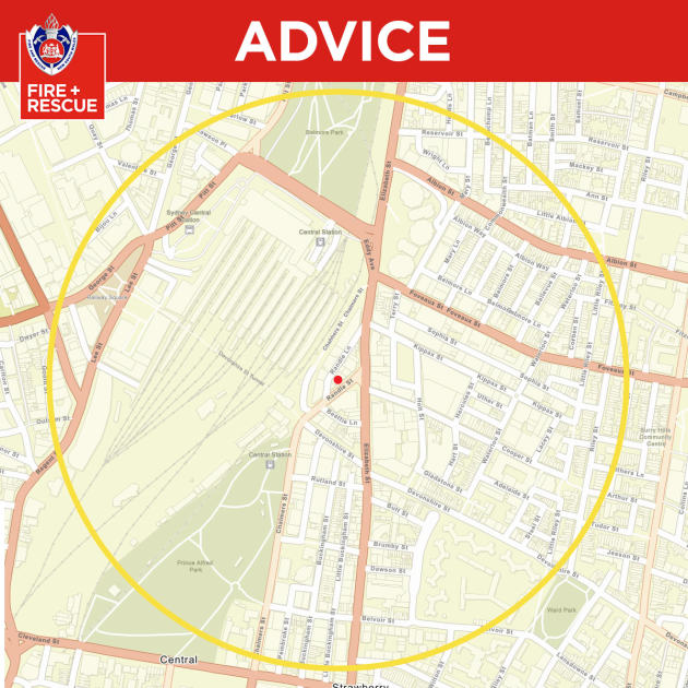 An image relating to the news item Fire and Rescue NSW contains multi-storey building fire as emergency operation continues