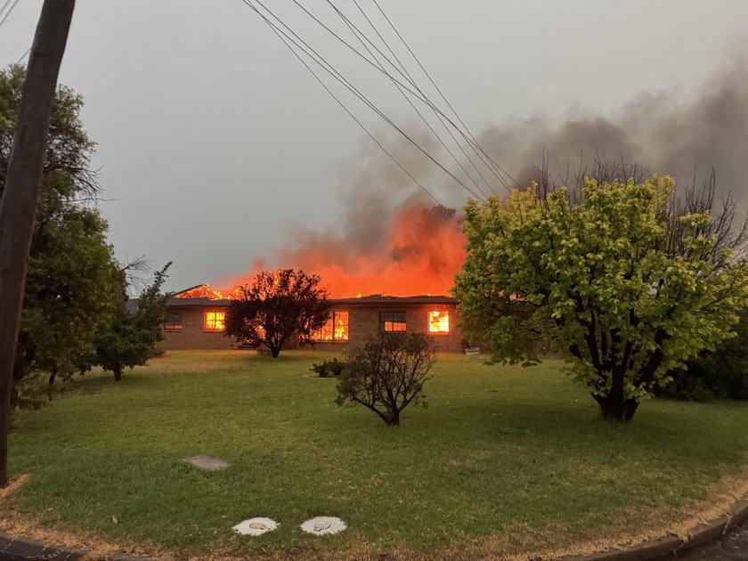 An image relating to the news item ***VIDEO ALERT - Toppled power lines spark fire that destroys home during wild storms