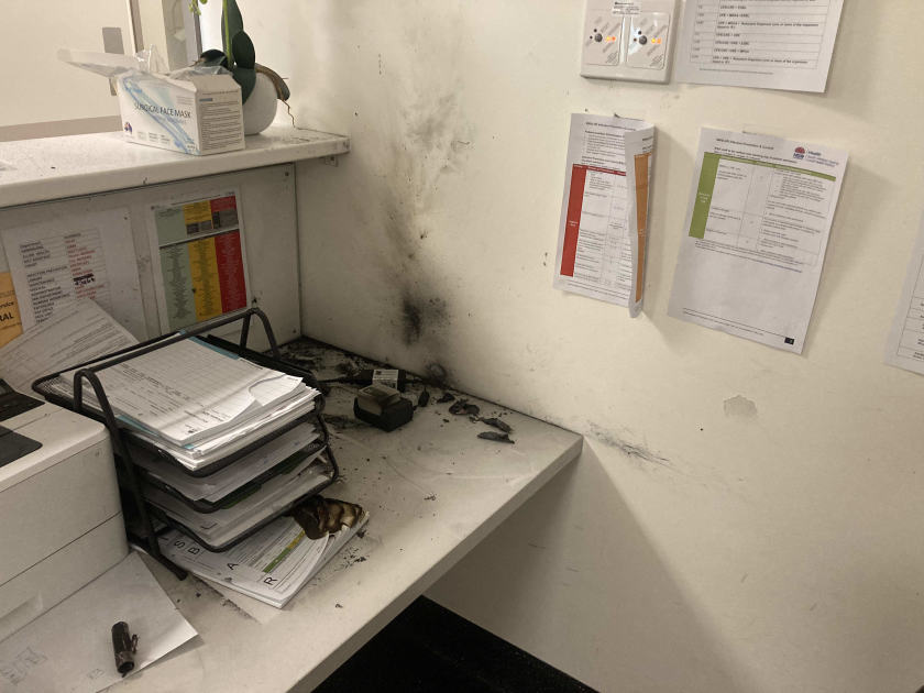 An image relating to the news item Lithium battery fire in hospital ward