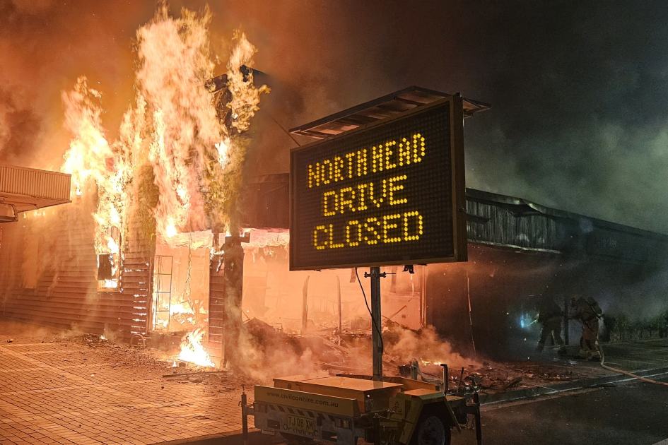 An image relating to the news item Firefighters successfully contain main street blaze