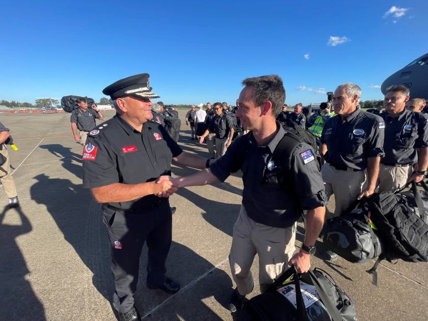 An image relating to the news item Fire and Rescue NSW firefighters reunited with their families following Türkiye earthquake mission