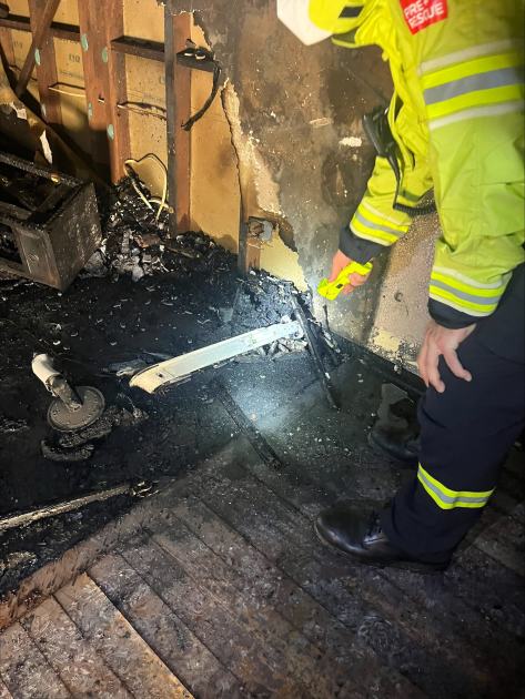 An image relating to the news item Home destroyed in blaze suspected to have been caused by faulty Lithium battery-powered e-scooter