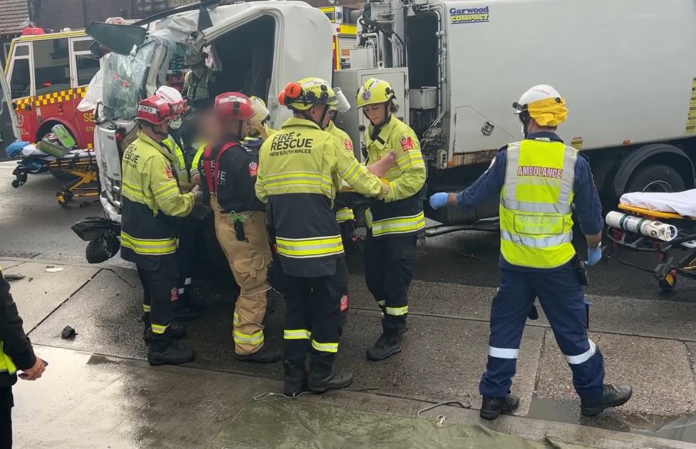 An image relating to the news item Firefighters free trapped pair after truck hits building - VIDEO