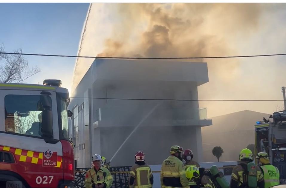 An image relating to the news item Firefighters continue to battle intense house fire