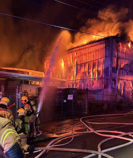 An image relating to the news item Fire and Rescue NSW operations continue following commercial laundry fire