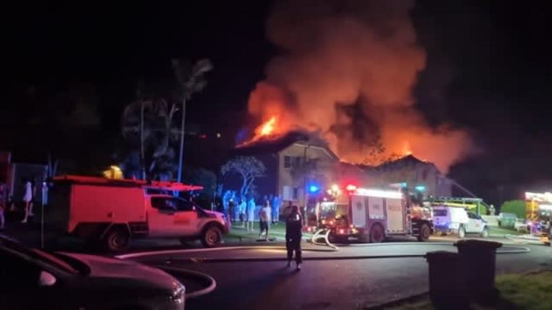 An image relating to the news item Man jumps from burning unit complex 