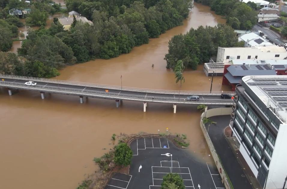 An image relating to the news item Drones survey Lismore levee in Northern NSW