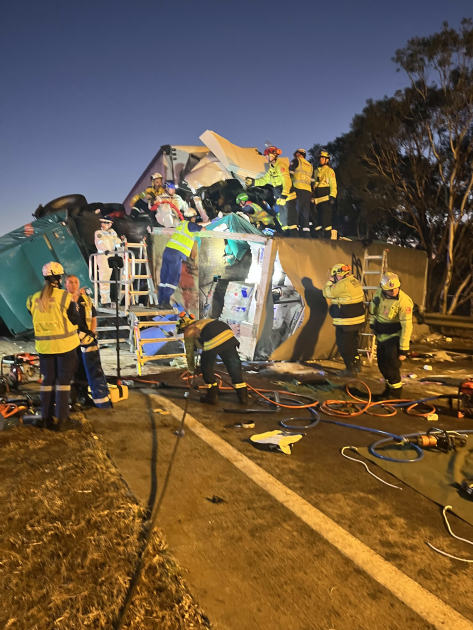 An image relating to the news item Collision between two B-double trucks overnight
