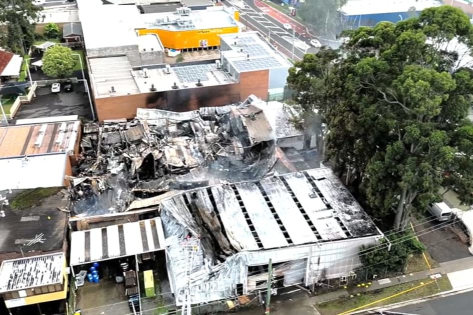 An image relating to the news item Updated footage - FRNSW drone assists with operations in commercial laundry fire