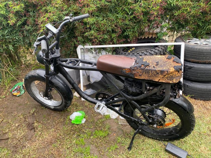 An image relating to the news item Charging e-bike catches alight