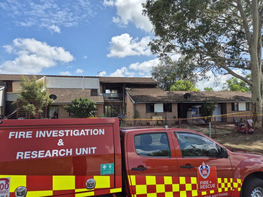 An image relating to the news item Four people hospitalised after two units destroyed by fire 
