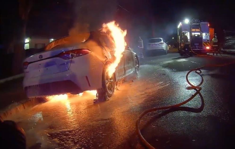 An image relating to the news item Firefighters battle spate of car fires overnight 