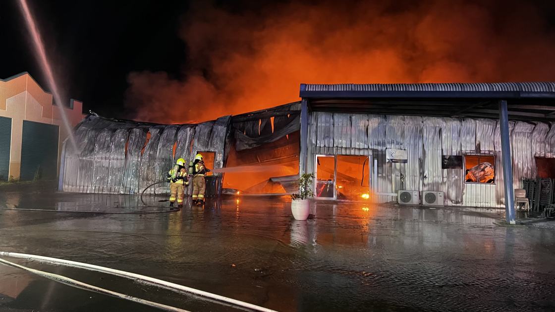 An image relating to the news item Firefighters battle workshop blaze 