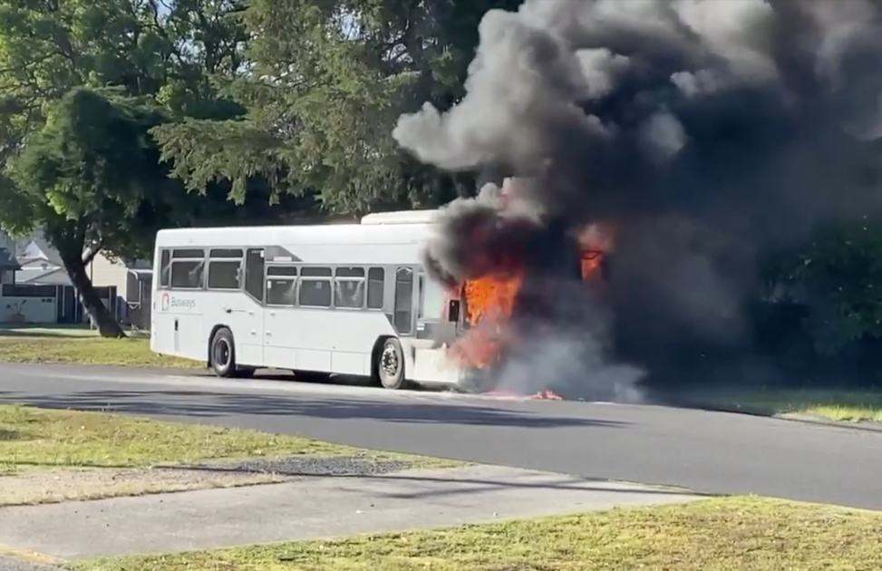An image relating to the news item Firefighters extinguish burning bus - VIDEO