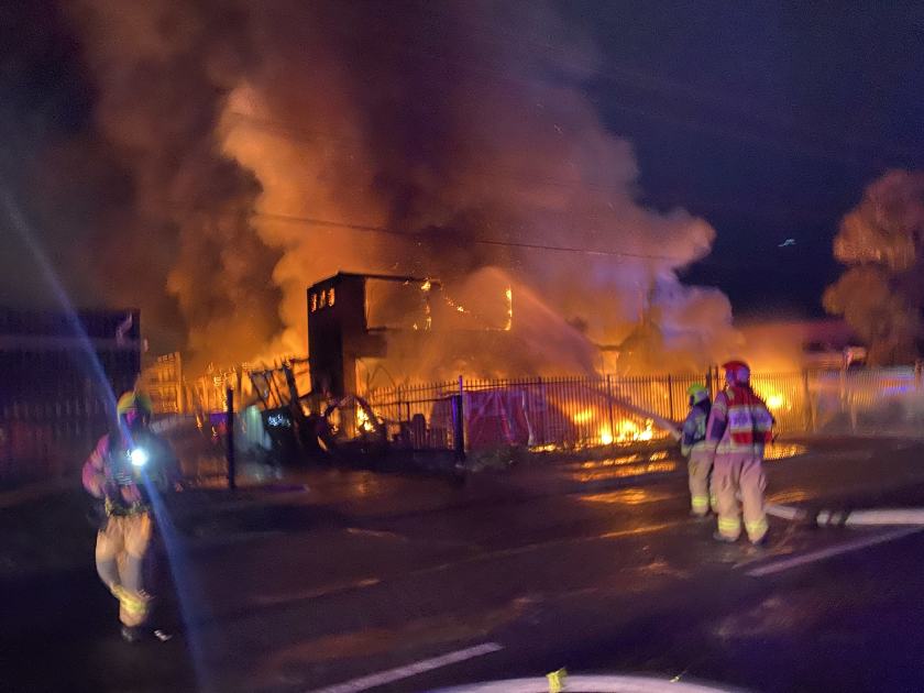 An image relating to the news item Firefighters battle major blaze in auto wreckers yard