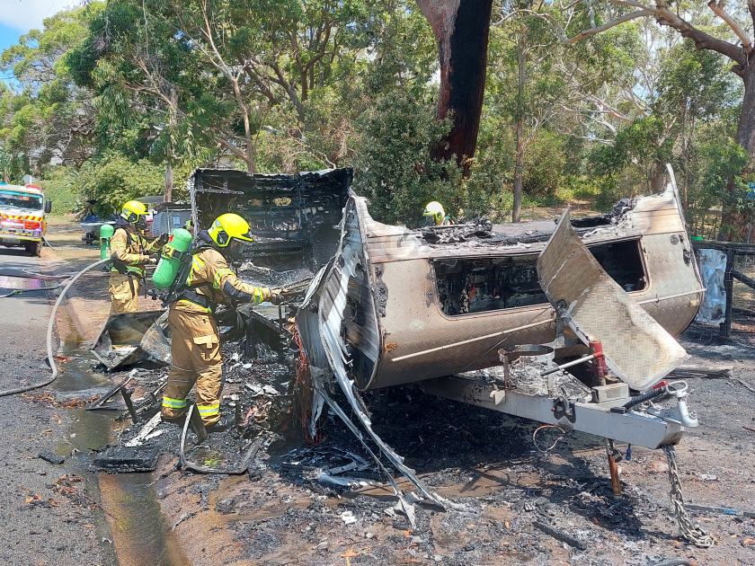 An image relating to the news item Fire and Rescue NSW issues gas safety warning after caravan fire - VIDEO