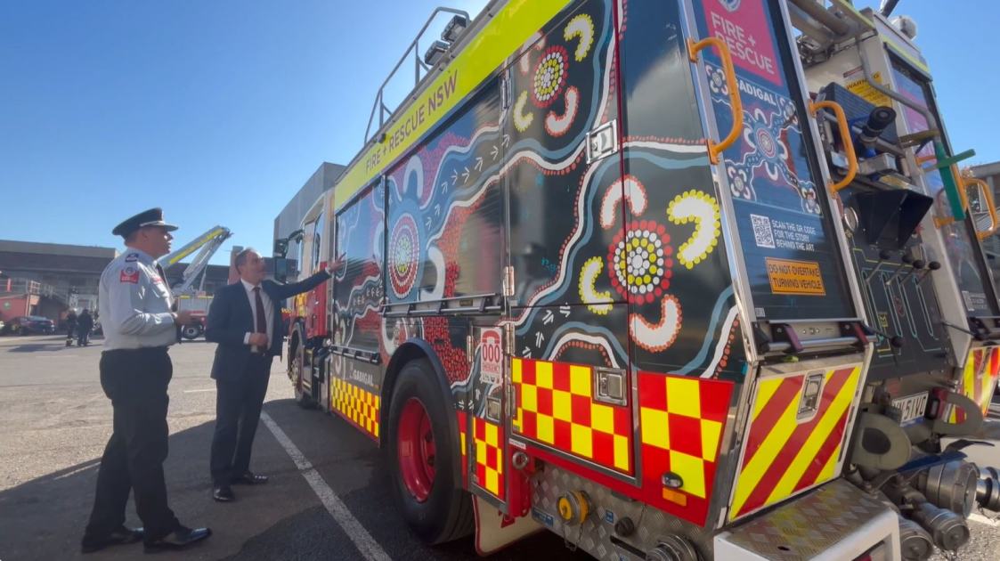 An image relating to the news item Fire truck adorned in striking Indigenous artwork during Reconciliation Week – Redfern - VIDEO