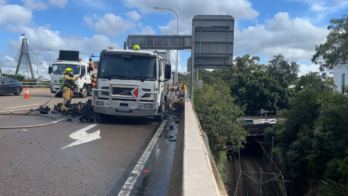 An image relating to the news item Major traffic impacts as truck catches fire on Anzac Bridge - VIDEO