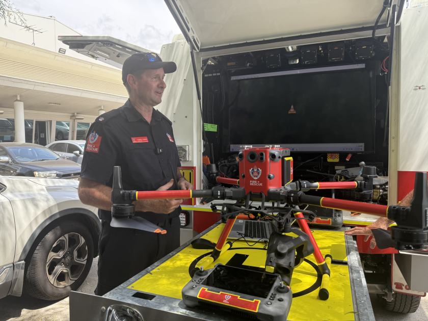 An image relating to the news item Drones help firefighting and clean up operations at recycling facility