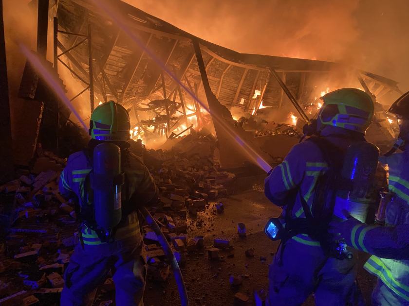 An image relating to the news item Intense 14th alarm blaze rips through pallet factory