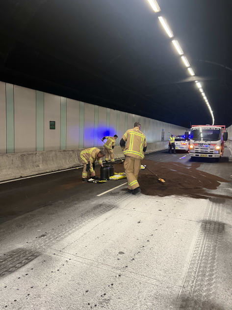 An image relating to the news item Fire damaged mobile crane removed from tunnel