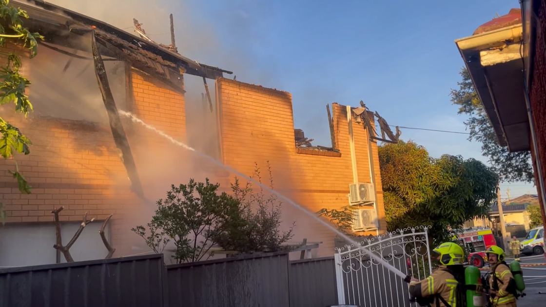 An image relating to the news item Firefighters battling house fire