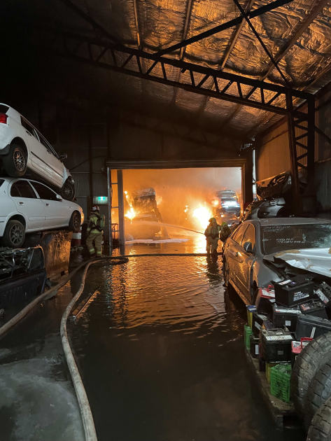 An image relating to the news item **VISION ALERT** Wrecking yard inferno