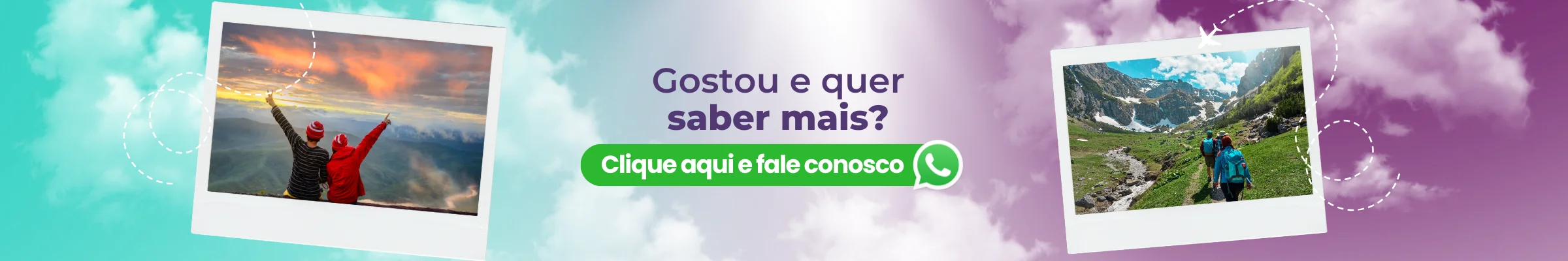 Imagem promocional destacando programas de intercâmbio para a Irlanda, com fundo panorâmico e um botão 'clique aqui e fale conosco' para mais informações.