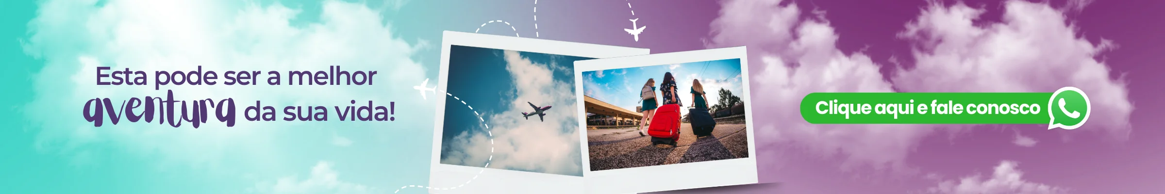 Banner promocional convidando estudantes a explorar a oportunidade de programas de intercâmbio para Malta, com imagens de viagem e um botão 'clique aqui e fale conosco'.