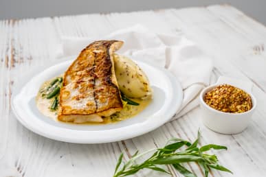 Pan Roasted Haddock, Creamed Leeks & Mustard Mash