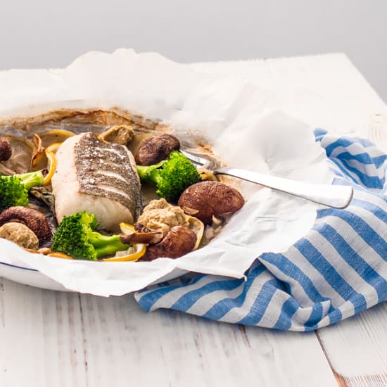 Baked Pollack with Mushroom Ketchup