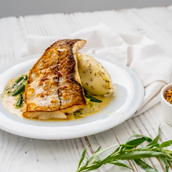 Pan Roasted Haddock, Creamed Leeks & Mustard Mash