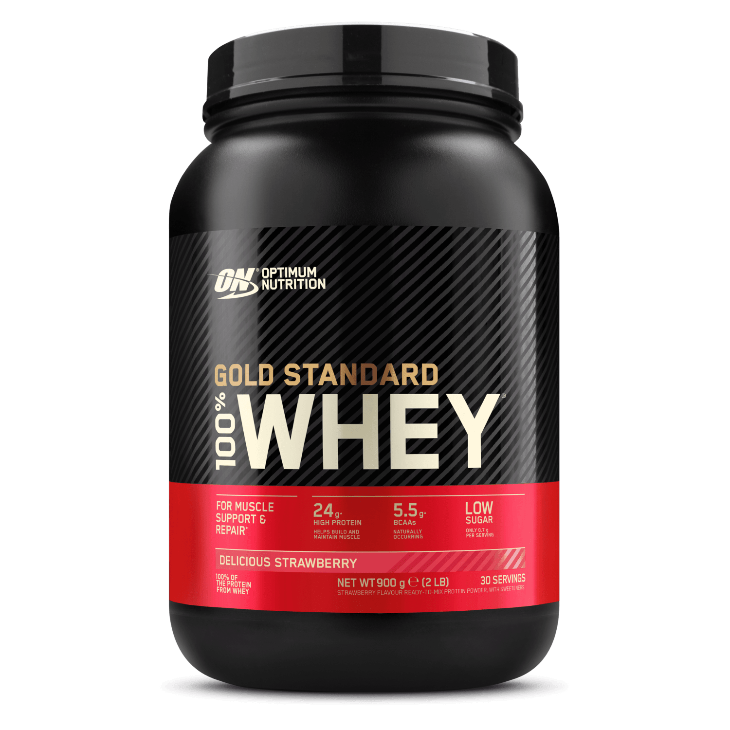ON 100% Whey Gold Std, Delicious Strawberry, 900g