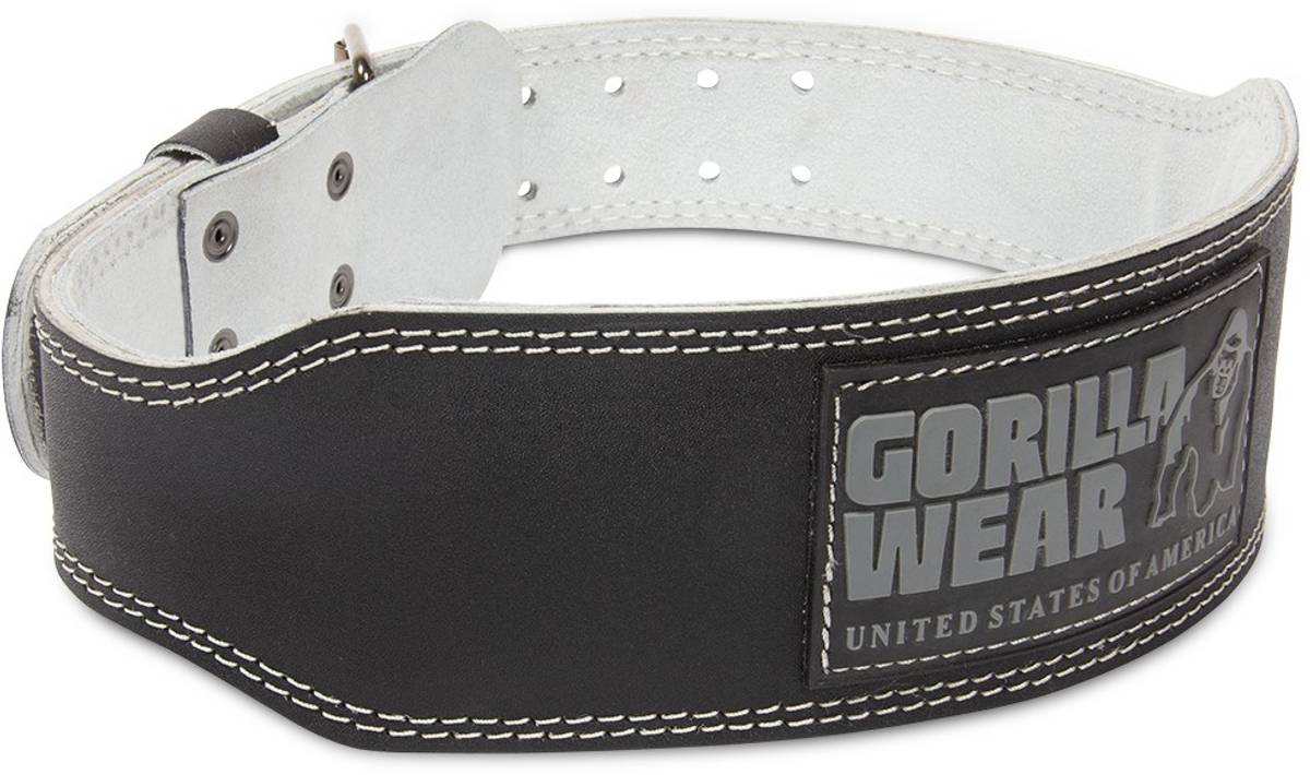 Leather padded belt (10cm), Black/Gray, 2XL/3XL - GW