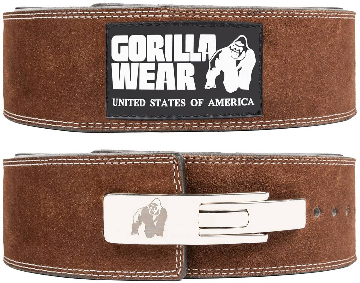 Gorilla Wear 4 Inch (10cm) Leather Lever Belt, Brown