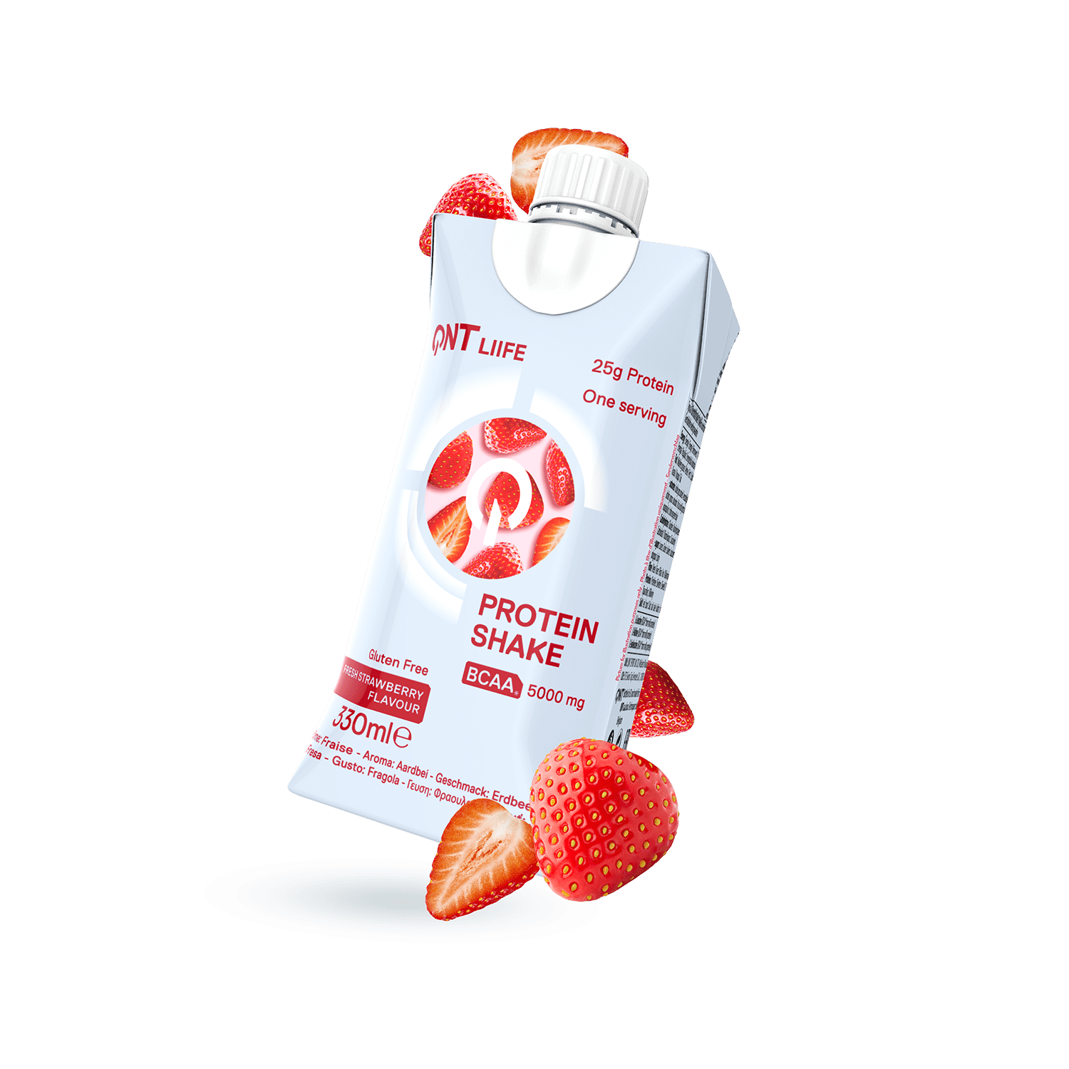 QNT Protein shake 25g, 12x330ml tetra, Strawberry