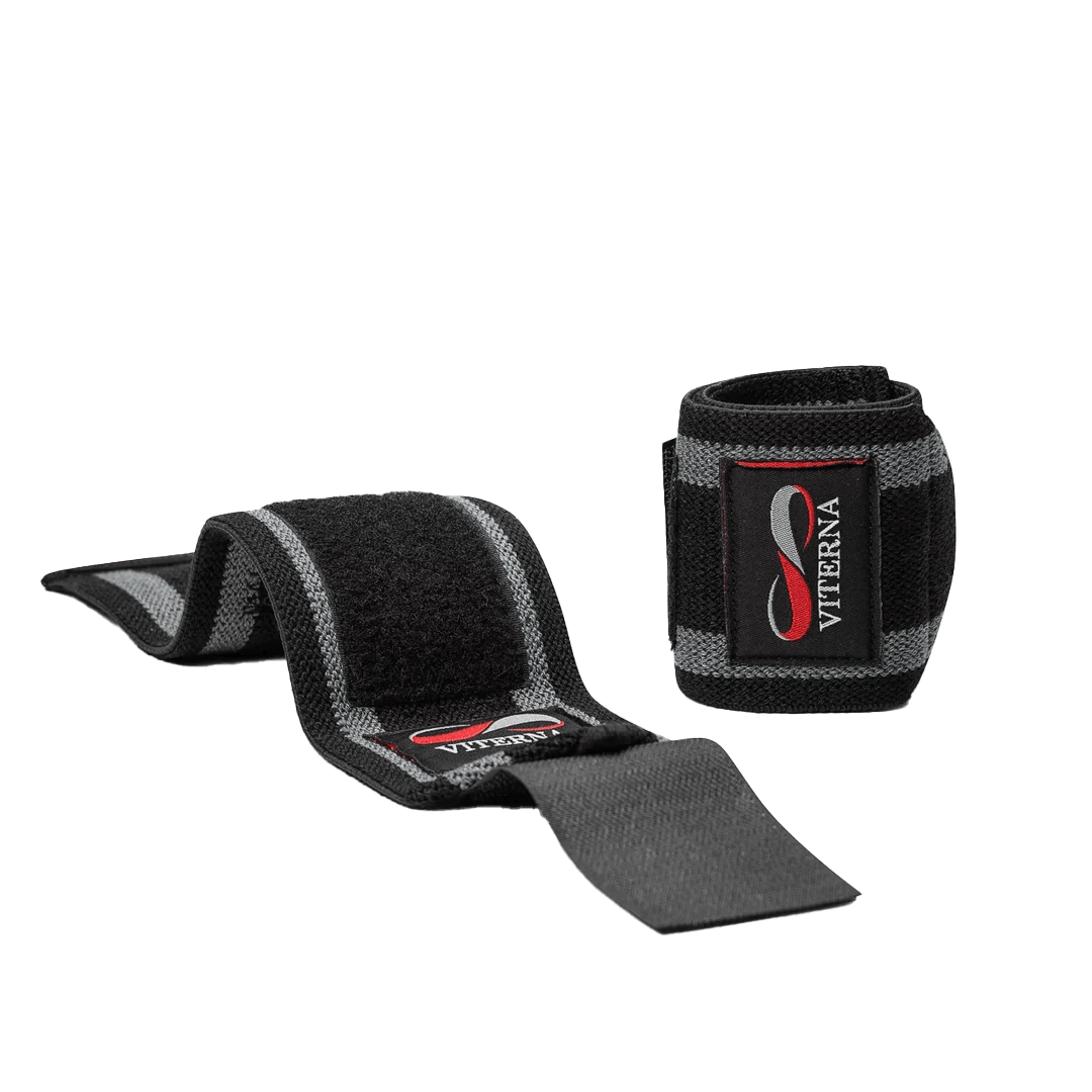 Viterna Premium Reinforced Wrist Wraps 18 Inch (45cm), Black/Grey