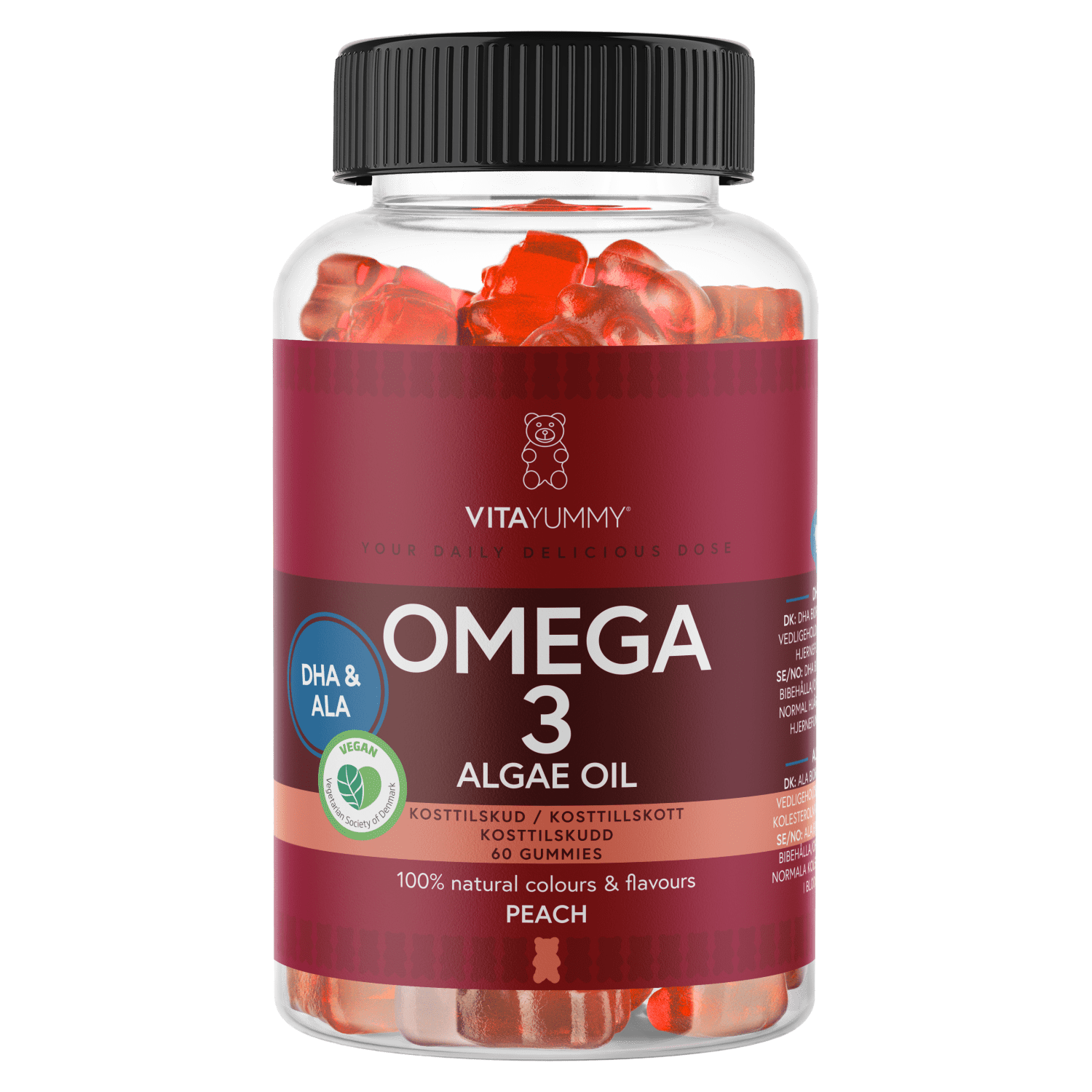 VitaYummy, Omega 3, 60stk, Peach (Vegan)