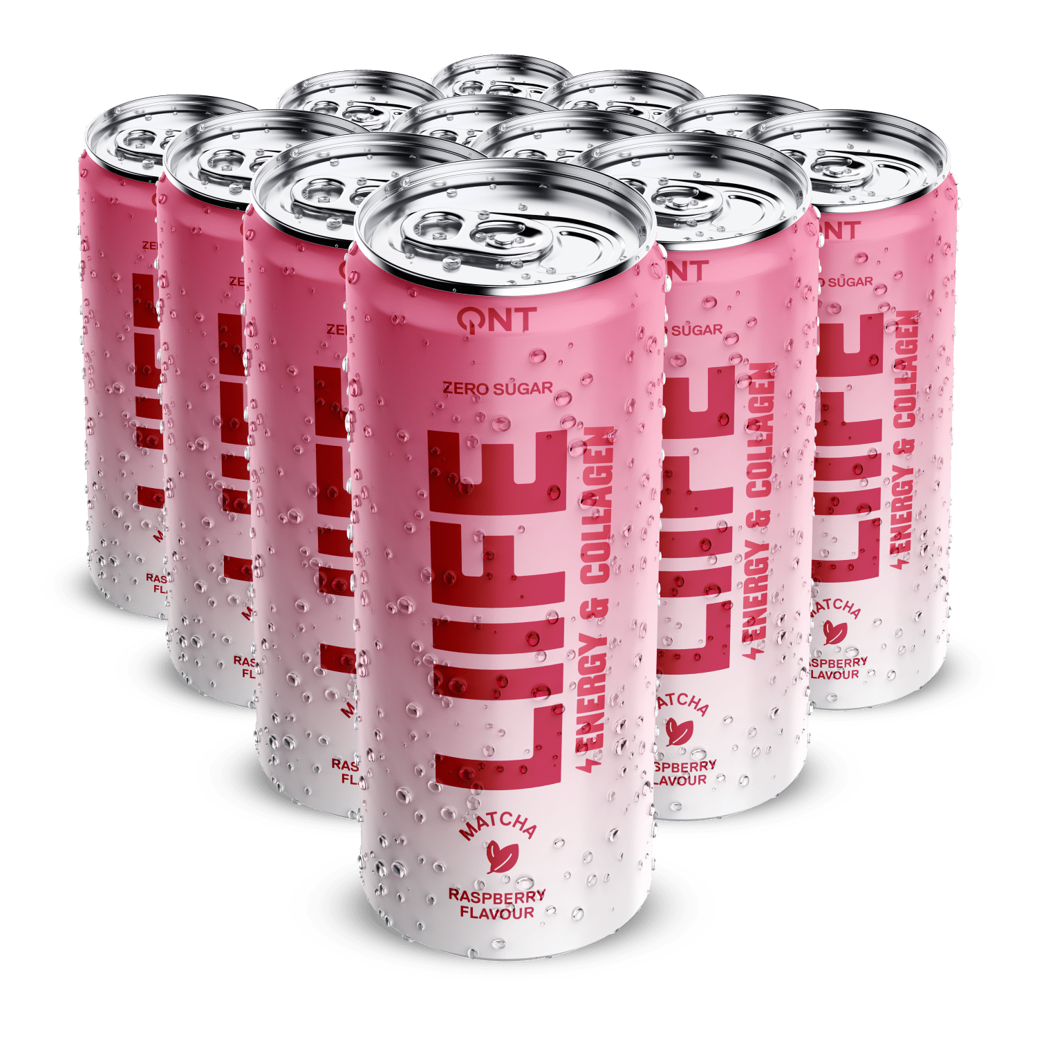 QNT Liife Energy & Collagen Matcha, 12x250ml, Raspberry