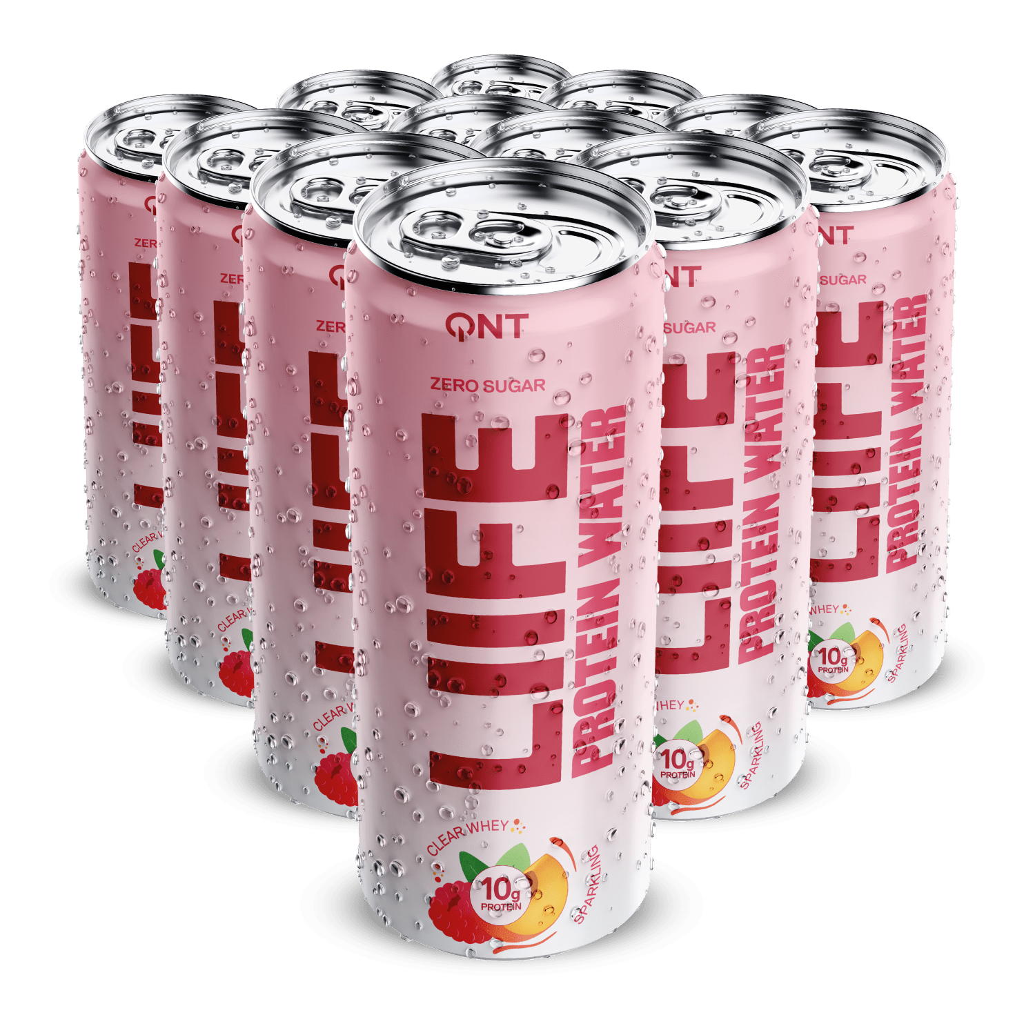 QNT Life Protein Water, 12x330ml alu, Raspberry&Peach (pant 2,-)