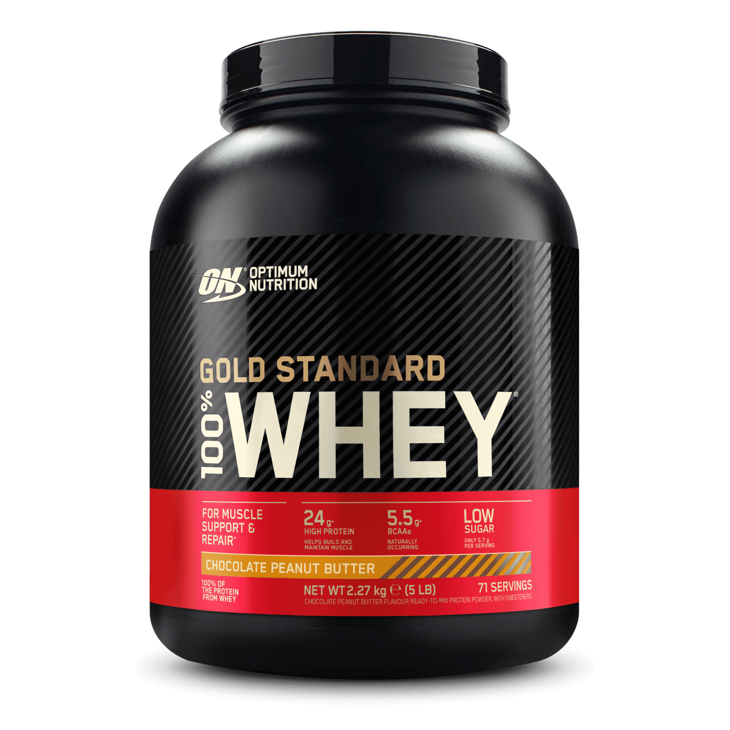 ON 100% Whey Gold Std, Choc. Peanut Butter, 2270g <br>BF: 28-07-2026