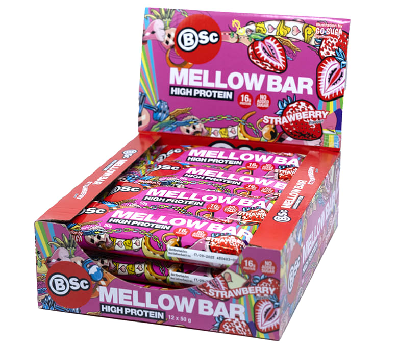 BSC Mellow Bar, 50g x 12stk, Strawberry <br>BF: 17-06-2026
