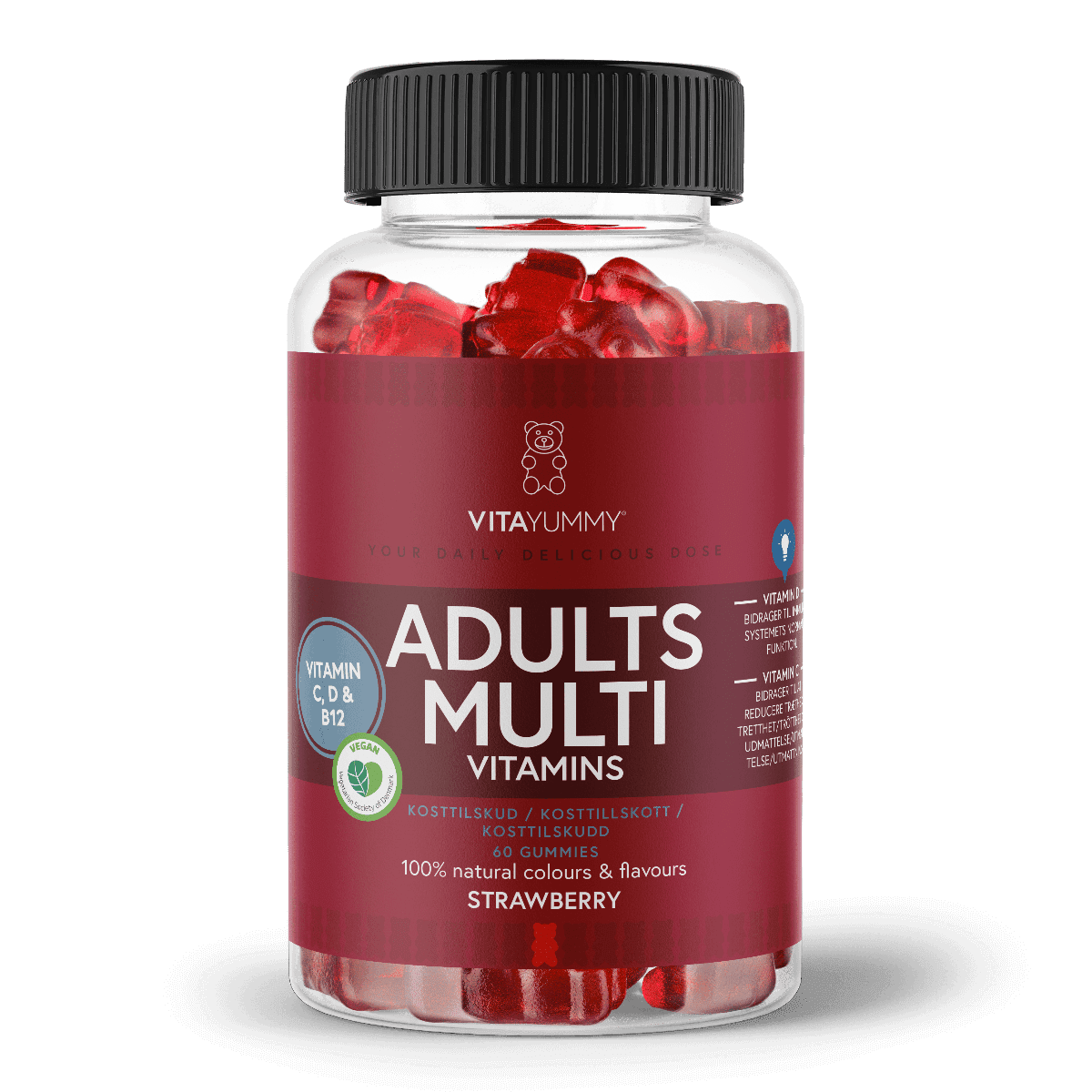 VitaYummy, Adults Multivitamins, 60stk, Strawberry (Vegan) <br>BF: 28-11-2026
