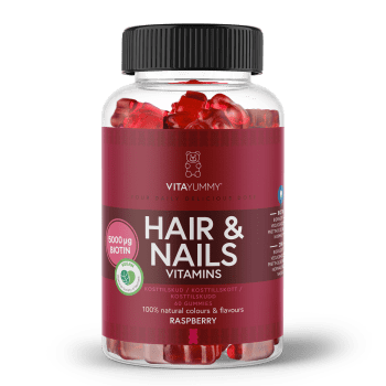 VitaYummy, Hair & Nails, 60stk, Raspberry (Vegan) <br>BF: 28-10-2026
