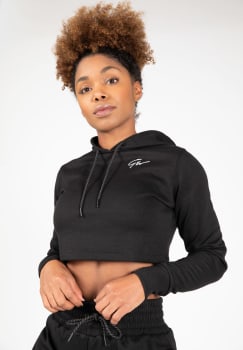 Pixley Crop Top Hoodie, Black