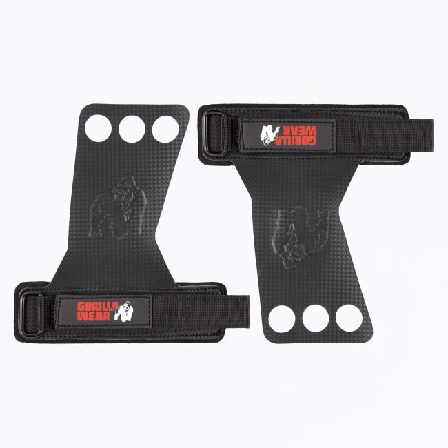 3-Hole Carbon Lifting Grips, Black